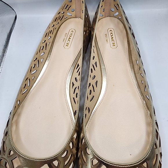 RARE COACH JANYCE Mirror FLATS Gold Metallic Size 10B NIB New - Picture 3 of 9